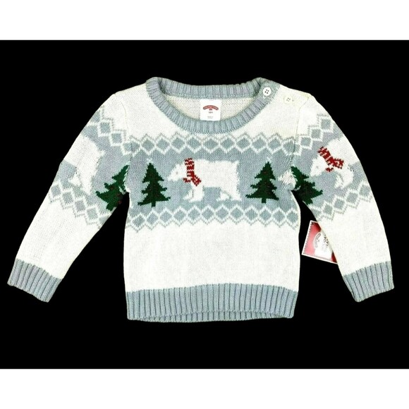 Holiday Time Polar Bear Sweater  Unisex Baby 18 mo  NWT  Ivory/Gray Christmas - Picture 1 of 2